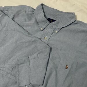 POLO RALPH LAUREN PONY Blue Chambray Long Sleeve Button Down Shirt - Size 4XB/TG